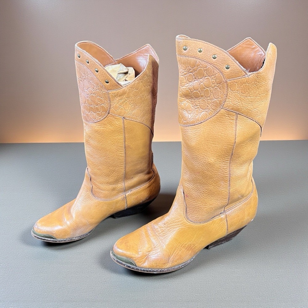 Balloons Brand Tan‎ Leather Women's Boots Approximately Size 6 Vintage
